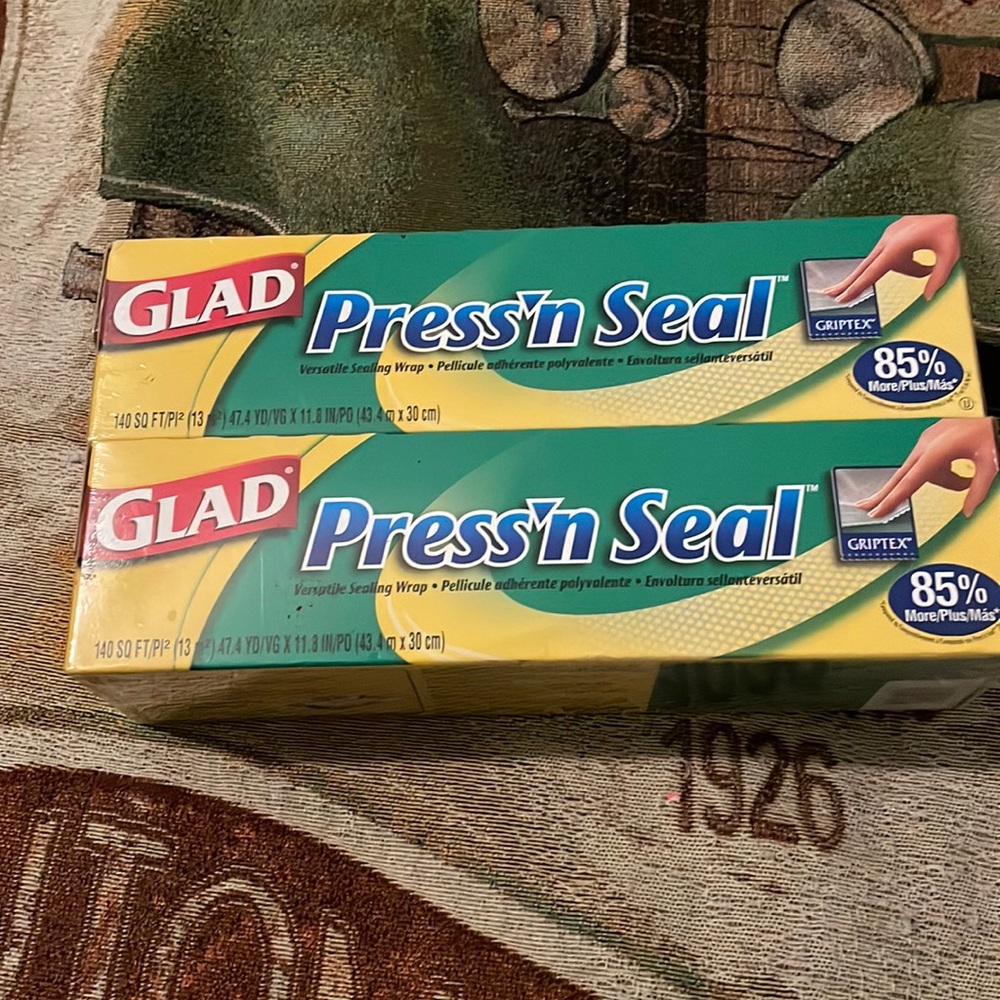 2 140 Sq.Ft Rolls GLAD PRESS ‘n SEAL Versatile Sealing Wrap NEW 280 sq.ft total